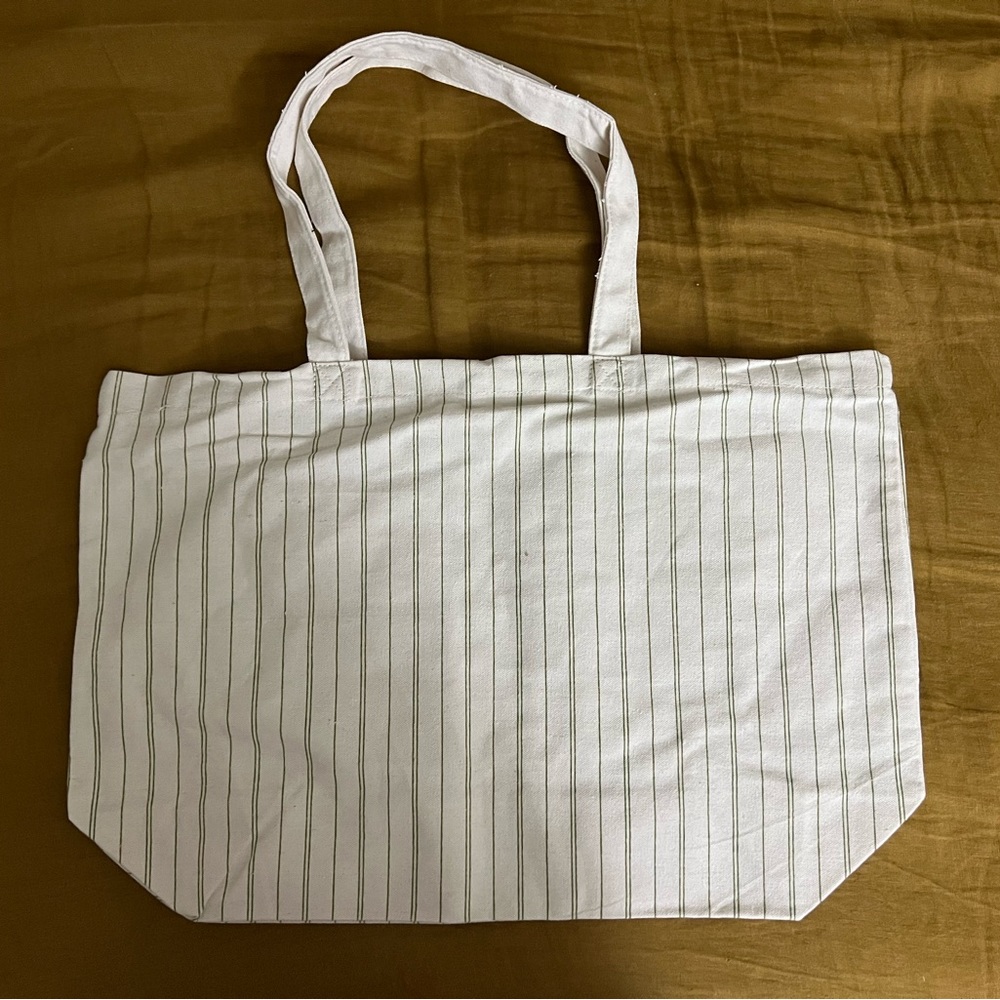 Sézane “La Suberbe” tote with green pin stripes - Picture 2 of 5